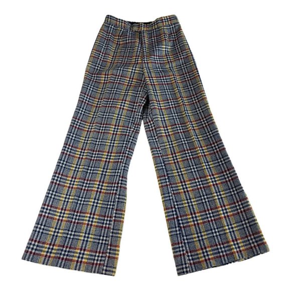 Vintage 60’s Christenfeld Capers Wool Pants Blue Red Yellow Plaid Tartan 24x27 - Picture 1 of 7
